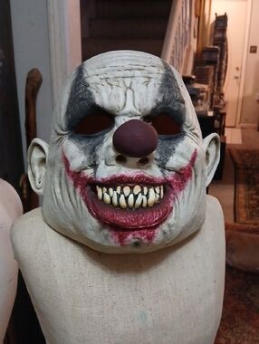 Chomp,Scary Clown Mask with Red Nose and Dark Eye Makeup